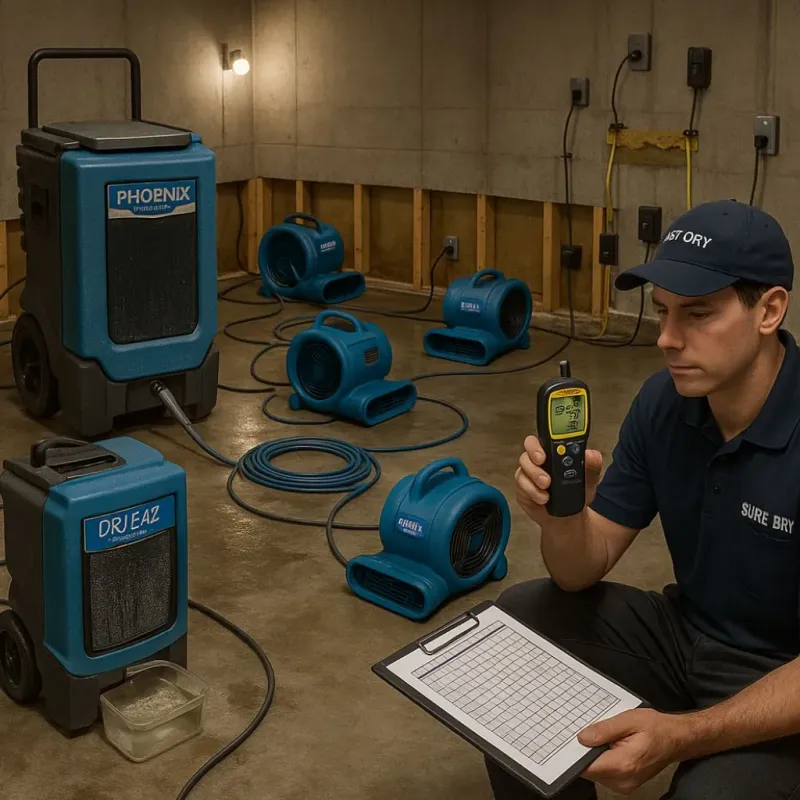 Structural Drying and Dehumidification process in Harker Heights, TX